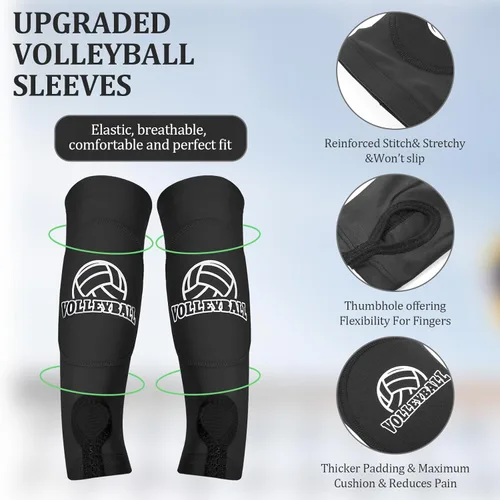 Miniatura 7 de Mangas de brazo de voleibol, mangas para antebrazo, pasando golpe con almohadillas de espuma de protección, agujero para el pulgar, protección