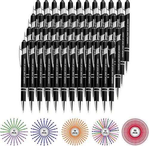 Miniatura 57 de Bolígrafos personalizados con nombre a granel, juego de bolígrafos personalizados, lápiz capacitivo grabado, logotipo, texto, regalo para negocios
