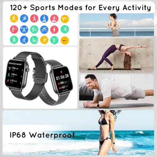 Miniatura 3 de Reloj inteligente para hombres y mujeres (respuesta/hacer llamadas) 1.83 pulgadas HD 3 bandas reloj inteligente compatible con teléfonos Android
