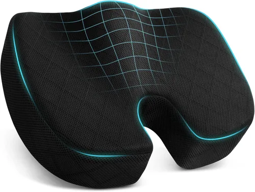 TushGuard - Cojín para asiento de oficina/coche, almohadilla antideslizante para silla para aliviar el dolor de ciática, coxis y espalda, almohada