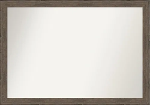 Miniatura 60 de Amanti Art Espejo de pared personalizado no biselado (24 x 27 pulgadas), marco estrecho de nogal chipre - varios tamaños personalizados - Espejo