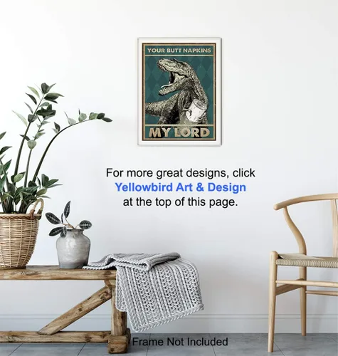 Miniatura 6 de Your Butt Napkins My Lord - Divertida decoración de pared de baño, decoración de pared de dinosaurio de dinosaurio, obra de arte de baño para niños