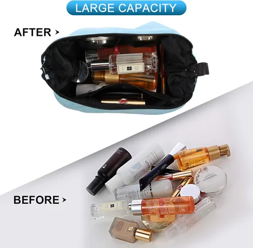 Miniatura 3 de Bolsa de maquillaje de doble capa, bolsa de cosméticos de gran capacidad, bolsas organizadoras de maquillaje de viaje, bolsa de aseo portátil