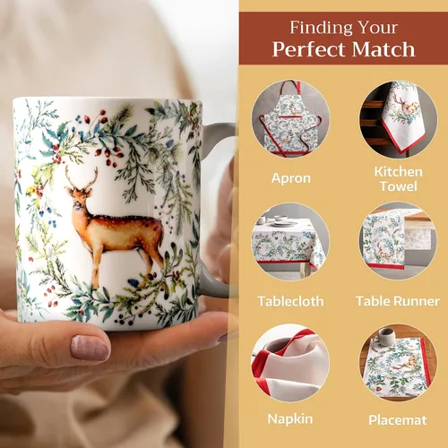 Miniatura 6 de Maison d' Hermine - Juego de tazas de café con asas de porcelana fina de hueso, paquete de una taza, tazas de té para bebidas calientes, capuchino