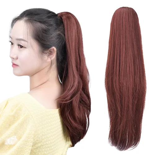 Miniatura 21 de Extensión de cola de caballo negra con clip de garra, ondulada, 10 pulgadas, 3.5 onzas, sintético, como verdaderos, postizos, para mujer, Yaki