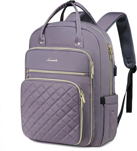 Miniatura 22 de LOVEVOOK - Mochila para portátil para mujer, resistente al agua, mochila de trabajo y viaje, con monedero, elegante, mochila de negocios, mochila
