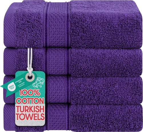 Miniatura 42 de American Soft Linen - Juego de toallas de mano Salem, 4 unidades de lujo de 600 GSM, 100 % algodón para baño, toallas de 13 x 13 pulgadas de mano