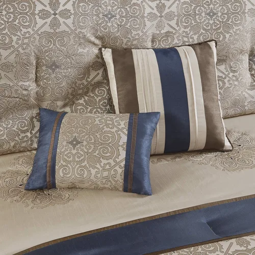 Miniatura 8 de Madison Park Essentials Delaney - 24 piezas para habitación, jacquard satinado, para todas las estaciones, tamaño California King