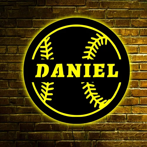 Miniatura 2 de Letrero de béisbol personalizado, nombre de jugador de béisbol personalizado, luz LED de béisbol, letrero de pelota de béisbol personalizado