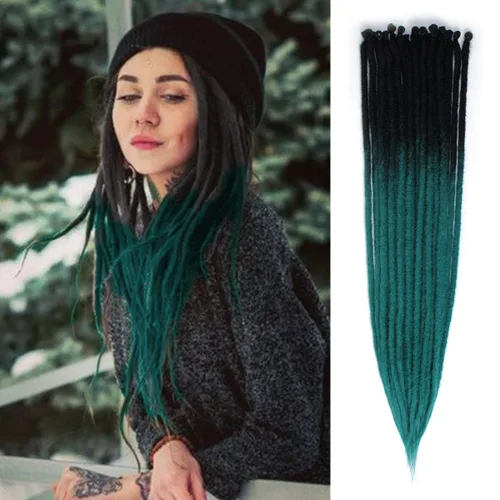 Miniatura 33 de 15 extensiones de rastas de doble extremo, 24 pulgadas, extensiones de rastas falsas de 0.6 pulgadas, color marrón degradado, extensiones de rastas
