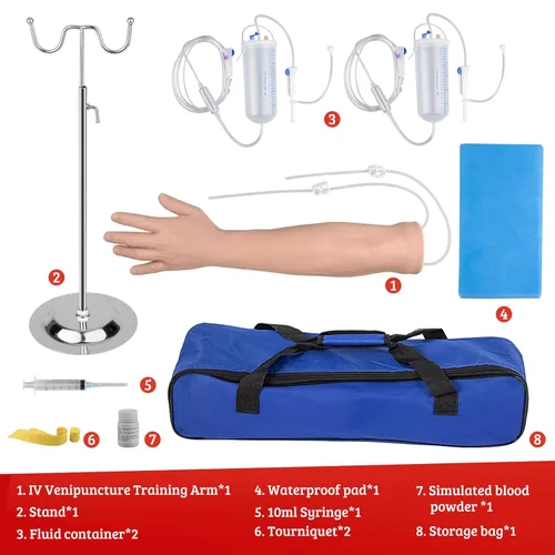 Miniatura 7 de Kit de práctica de flebotomía SimCoach para entrenamiento de inyección, kit de práctica IV con brazo de flebotomía, kit de práctica de venopunción
