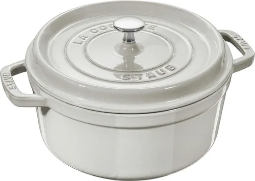 Miniatura 11 de STAUB Horno Holandés de Hierro Fundido 4 Cuartos Redondo, Fabricado en Francia, Sirve para 3-4, Blanco