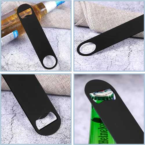 Miniatura 5 de Paquete de 50 abridores planos de botellas de cerveza de acero inoxidable de 7 pulgadas, abridor de botellas de cerveza para barman cocina, bar