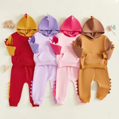 Miniatura 19 de Conjunto de ropa de otoño e invierno para bebé y niño, sudadera larga con capucha y pantalones para niños pequeños, 6, 12, 18, 24 meses, 2T