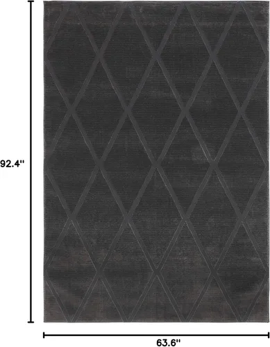 Miniatura 4 de SAFAVIEH - Alfombra de la colección Revive, diseño de enrejado, 1.60 m x 2.31 m, color carbón, no desprende pelusa y de fácil cuidado, ideal