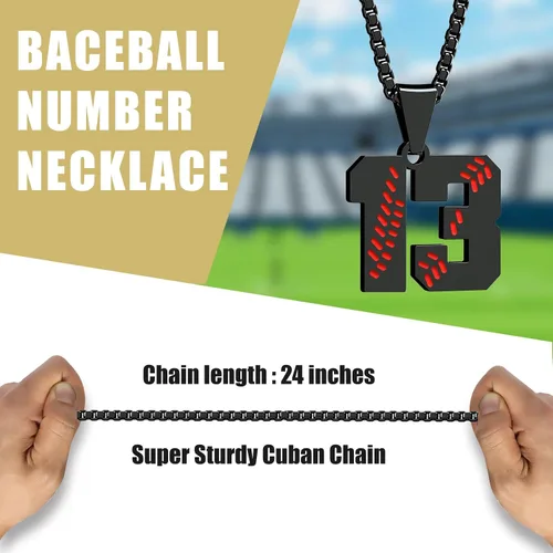 Miniatura 5 de Inspiration - Collares de béisbol, collar con número de camiseta de béisbol y colgante de cruz de acero inoxidable, regalo de béisbol personalizado
