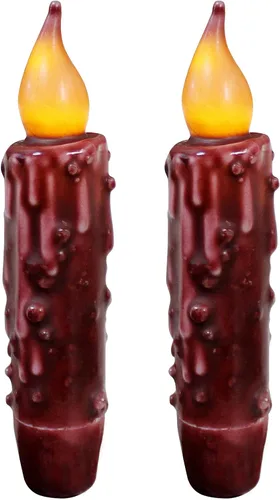 Miniatura 23 de CVHOMEDECO. Velas de cera real sumergidas a mano con temporizador LED con pilas, velas cónicas sin llama primitivas del país, 4-3/4 pulgadas, negro