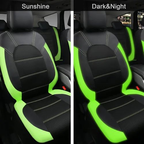Miniatura 5 de CAR PASS Fundas de cuero para asientos delanteros solamente, con fundas de asiento delantero de malla de aire, transpirables, fundas de asiento Verde