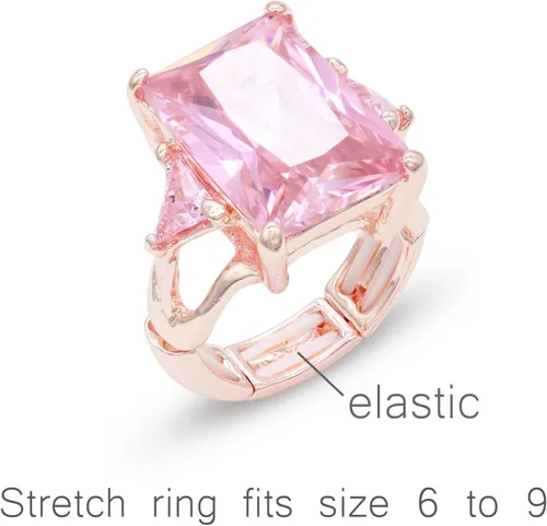 Miniatura 2 de Lavencious Anillos elásticos grandes y brillantes con circonitas cúbicas para mujer, talla 7-9