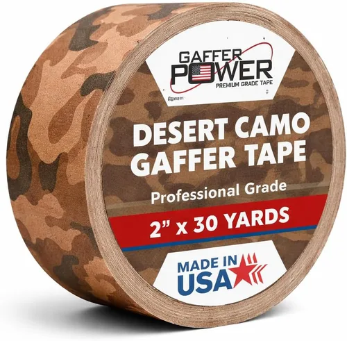 Gaffer Power Cinta de Camuflaje, Cinta Gaffers de Grado Premium Color Tostado Desierto Camo | Fabricada en los Estados Unidos | 2 Pulgadas X 25