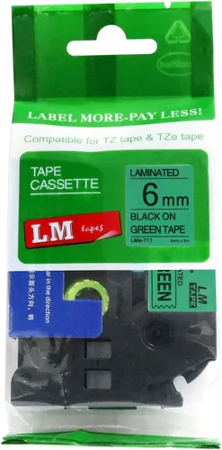 Miniatura 41 de Paquete de 1 unidad LM Tapes LMe511 Premium de 1/4 de pulgada con impresión negra en etiqueta azul compatible con Brother TZe-511 P-Touch, incluye