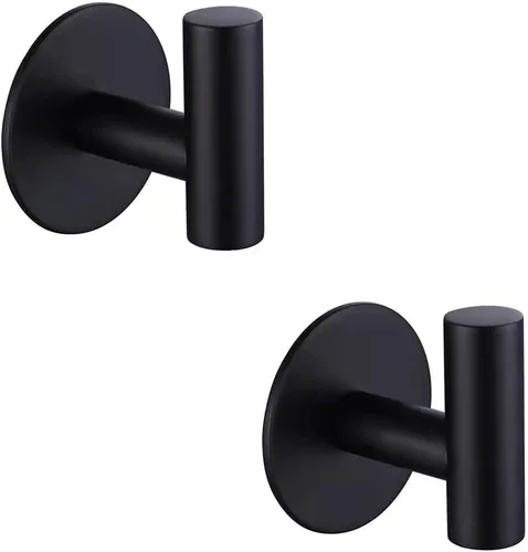 Ganchos adhesivos de acero inoxidable 304 para bata, gancho pesado para baño, cocina, sala de estar, garaje, hotel, acabado cepillado, 2 piezas