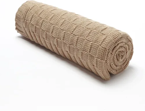 Miniatura 6 de LAWKUL Mantas de bebé con cable de punto, manta suave y aireada para recién nacidos, bebé, para envolver, beige neutro, para cuna, cochecito, 40"x30