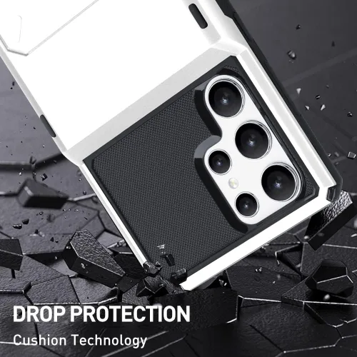 Miniatura 3 de Funda tipo cartera para Samsung Galaxy S22 Ultra con 4 ranuras para tarjetas de crédito a prueba de golpes, funda híbrida de protección reforzada