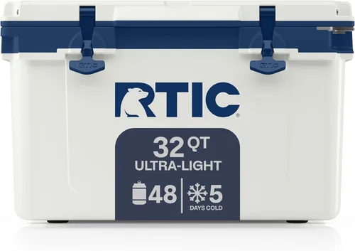 Miniatura 10 de RTIC Enfriador duro ultraligero de 32 cuartos de galón, baúl de hielo portátil aislado de 13 libras, capacidad de 48 latas, retención de hielo de 5