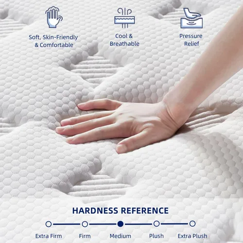 Miniatura 6 de EEN EEN SLEEP Colchón híbrido de firmeza media de 14 pulgadas tamaño King [mejorado] en una caja con espuma viscoelástica de gel y resortes