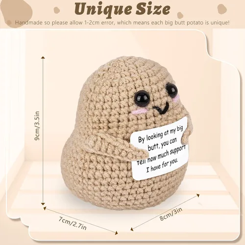 Miniatura 2 de Big Butt Potato - Divertida patata de ganchillo con tarjeta de afirmación de positividad para regalos divertidos de aliento