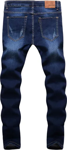 Miniatura 2 de ZLZ Jeans rasgados y desgastados para hombre, corte delgado, diseño de moda para hombre, pantalones de mezclilla destruidos, ajuste elástico