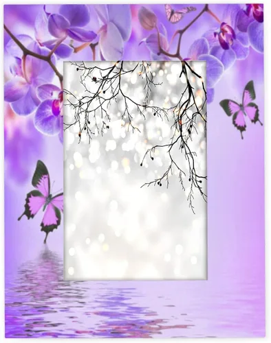 Marco de fotos de color morado floral de 4 x 6 pulgadas, hecho de madera, mariposa se adapta a marcos de fotos de 4 x 6 o 3.5 x 5 pulgadas con