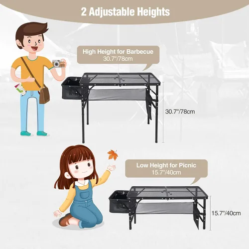Miniatura 5 de REDCAMP Mesa plegable portátil con fregadero para exterior, soporte de parrilla de metal de aluminio ligero, mesa de picnic para camping, cocina