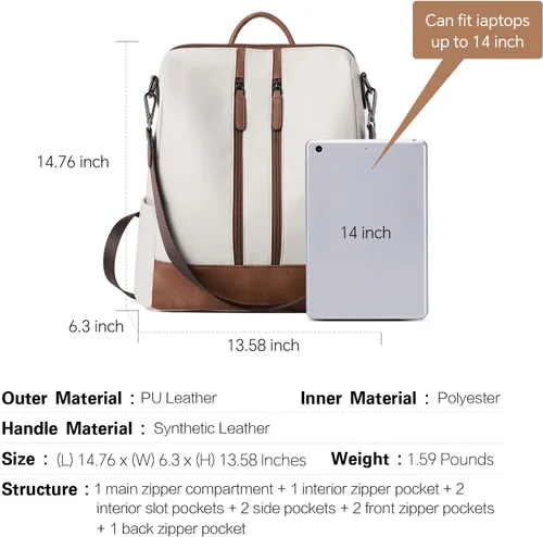 Miniatura 19 de CLUCI - Mochila de cuero para mujer, convertible, grande, para viajar, de diseñadora, moda, casual, bolso de hombro universitario