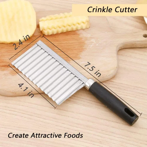 Miniatura 6 de Cuchillo de corte arrugado de acero inoxidable para papas y zanahorias, papas fritas, verduras y frituras francesas, cortador ondulado, cuchilla