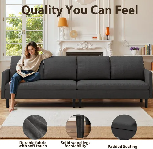 Miniatura 6 de Gizoon Sofá modular modular en forma de L, sofá cama moderno de 4 asientos con módulos desmontables, tela de tela de rizo, 6 patas para sala de Gris