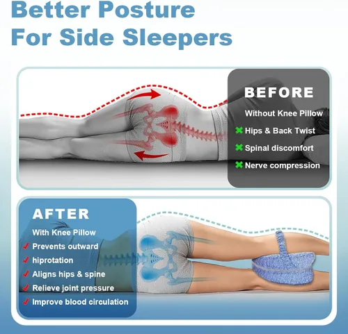 Miniatura 6 de Almohada de rodilla para las personas que duermen de lado, almohada de pierna para dormir, almohada de rodilla con correa, almohada de alineación