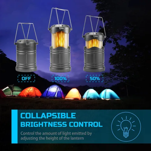 Miniatura 4 de Lichamp Paquete de 4 linternas LED para campamento, velas plegables sin llama, velas de té, luces de campamento portátiles a batería, kit de Gris