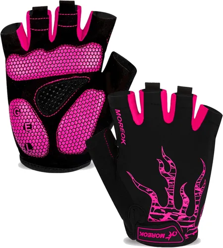 MOREOK - Guantes para bicicleta de montaña (MTB) y ciclismo de descenso (DH), para hombres, de medio dedo, con almohadilla de gel que absorbe los