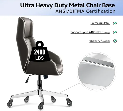 Miniatura 4 de MASTERY MART Base para silla de oficina de 28 pulgadas, resistente 2400 libras, Reemplazo de silla de escritorio de metal reforzado, Enchufe Plateado