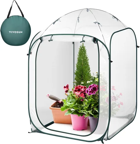 Miniatura 11 de VIVOSUN Invernadero portátil para caminar de 49 x 49 x 63 pulgadas, con cubierta de PVC y base desmontable, emergente instantáneo y plegable, mini