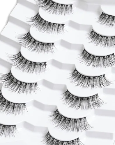 Miniatura 6 de Onlyall Pestañas naturales, pestañas postizas de aspecto natural, pestañas postizas acampanadas, pestañas postizas suaves y esponjosas, 7 pares D12