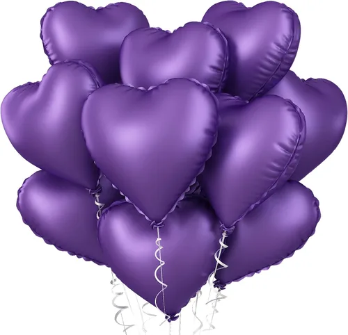 Miniatura 17 de Globos de corazón azul bebé, 10 piezas de globos en forma de corazón azul claro y blanco pastel, globos de papel de aluminio blanco arena crema