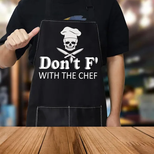 Miniatura 6 de WZMPA Divertido delantal de cocina ajustable para cocinar, regalos de chef Don't f' With The Chef Baking Grill Delantales para papá y hombres