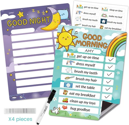 Tabla magnética de rutina para acostarse/mañana para niños, tabla de horarios diarios para niños pequeños en casa, lista de verificación matutina,