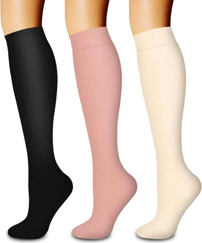 Miniatura 47 de Paquete de 3 pares de calcetines de compresión médica para mejorar la circulación de mujeres y hombres, para correr, hacer deporte y amamantar
