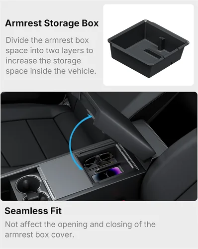 Miniatura 4 de Organizador de Consola Central de 5 Piezas Compatible con 2025-2026 Nuevo Tesla Model Y Juniper/2024-2026 Tesla Model 3 Highland Accesorios, Caja