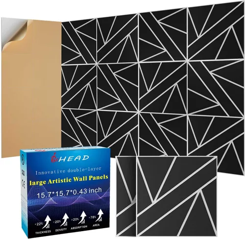 Miniatura 30 de BSHEAD 10 piezas de paneles acústicos de microfibra de 165dtex, paneles de pared insonorizantes autoadhesivos, paneles de espuma de 12 x 12 x 0.4