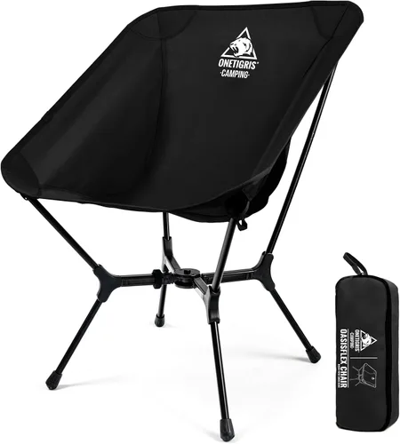 ONETIGRIS OasisFlex Silla de camping, silla portátil con bolsa de transporte, ideal para camping, playa, picnic, parque, césped, deportes y eventos